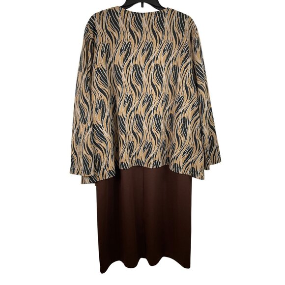 Vintage Style Brown Dress & Zebra Print Open Cardigan Set Womens Size B2 - Picture 2 of 10